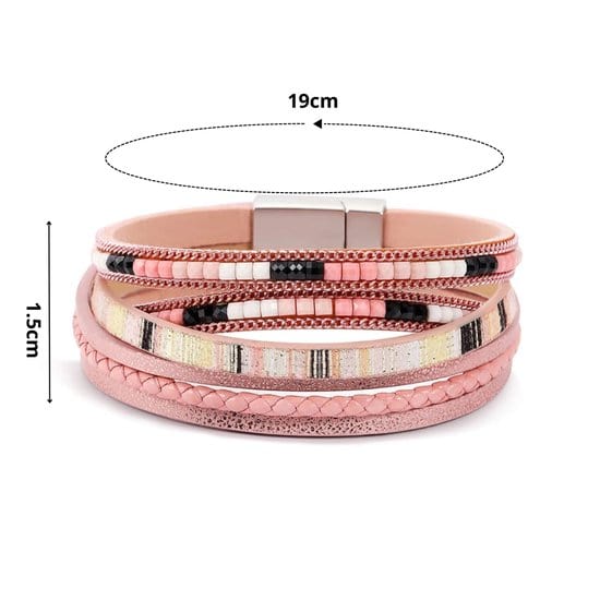 REGALIA - Peach Genuine Braided Leather Bracelet Set for Men & Boys (8 inch) - THE MEN THING