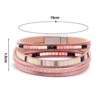 REGALIA - Peach Genuine Braided Leather Bracelet Set for Men & Boys (8 inch) - THE MEN THING