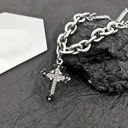 REGALIS CRUCIS - 26mm Titanium Steel Pendant with 21 to 23inch Adjustable Cube 6mm Chain for Men & Boys — SS Pendant/ Necklace for Men | THE MEN THING