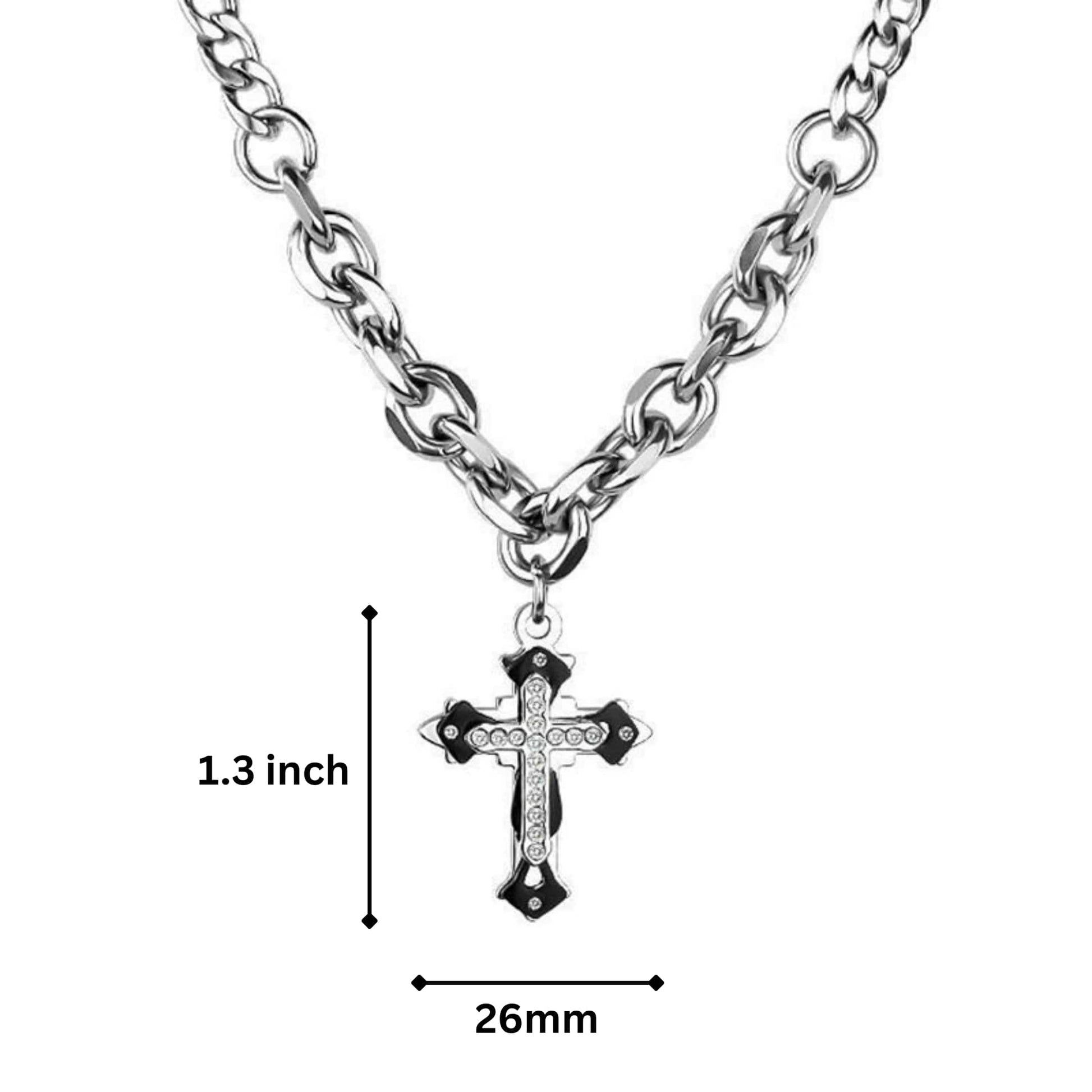 REGALIS CRUCIS - 26mm Titanium Steel Pendant with 21 to 23inch Adjustable Cube 6mm Chain for Men & Boys — SS Pendant/ Necklace for Men | THE MEN THING