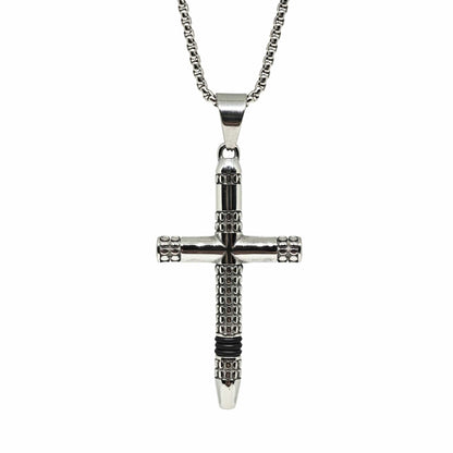 REIGN CROSS - 34mm Titanium Steel Pendant with 24inch Round Box 4mm Chain for Men & Boys - THE MEN THING