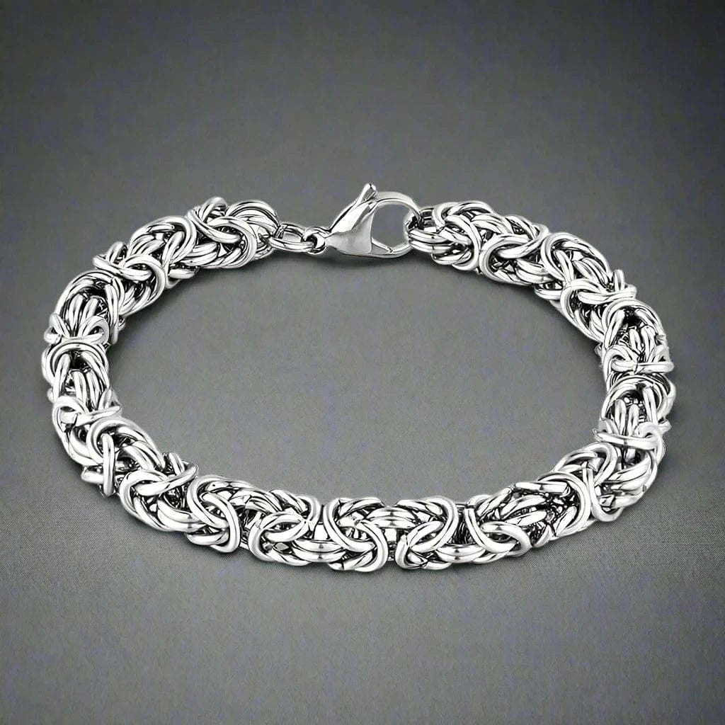 REINFORCED -  7mm Stainless Steel Bracelet, American Style - Hip Hop Biker Bracelet 8 inch with Lobster Claw Buckle for Men & Boys - THE MEN THING