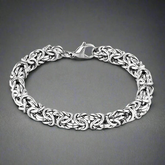 REINFORCED -  7mm Stainless Steel Bracelet, American Style - Hip Hop Biker Bracelet 8 inch with Lobster Claw Buckle for Men & Boys - THE MEN THING