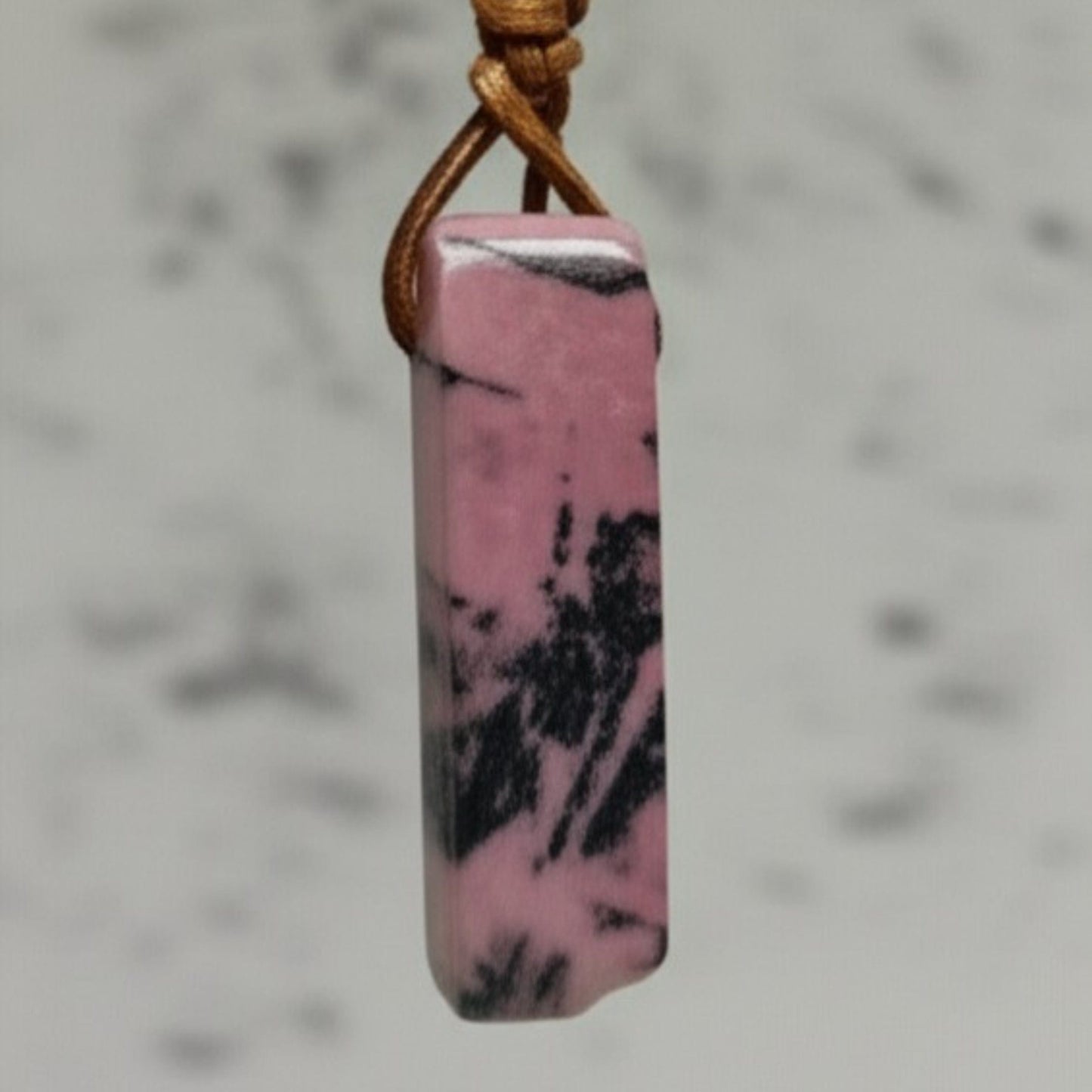 RHODONITE BLOOM - Natural Crystal Unshaped Pendant with Adjustable Rope Chain for Men and Boys — Leather Necklace for Men | THE MEN THING
