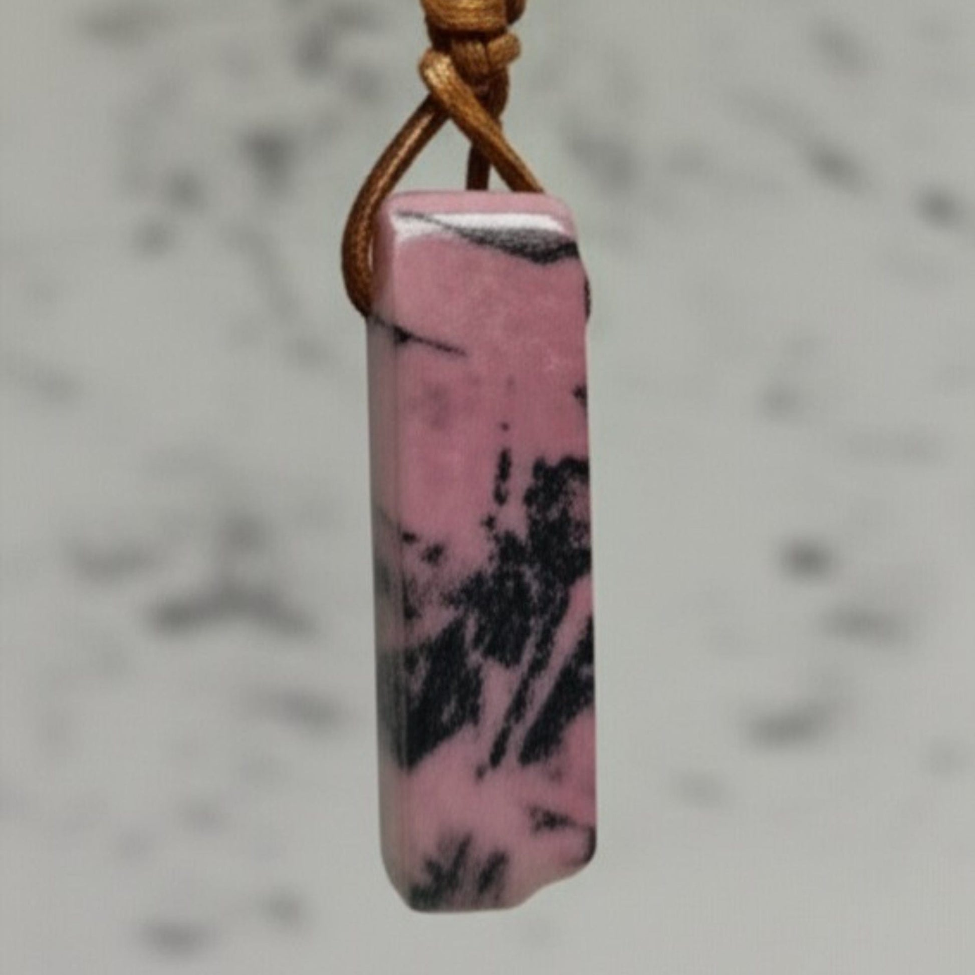RHODONITE BLOOM - Natural Crystal Unshaped Pendant with Adjustable Rope Chain for Men and Boys — Leather Necklace for Men | THE MEN THING