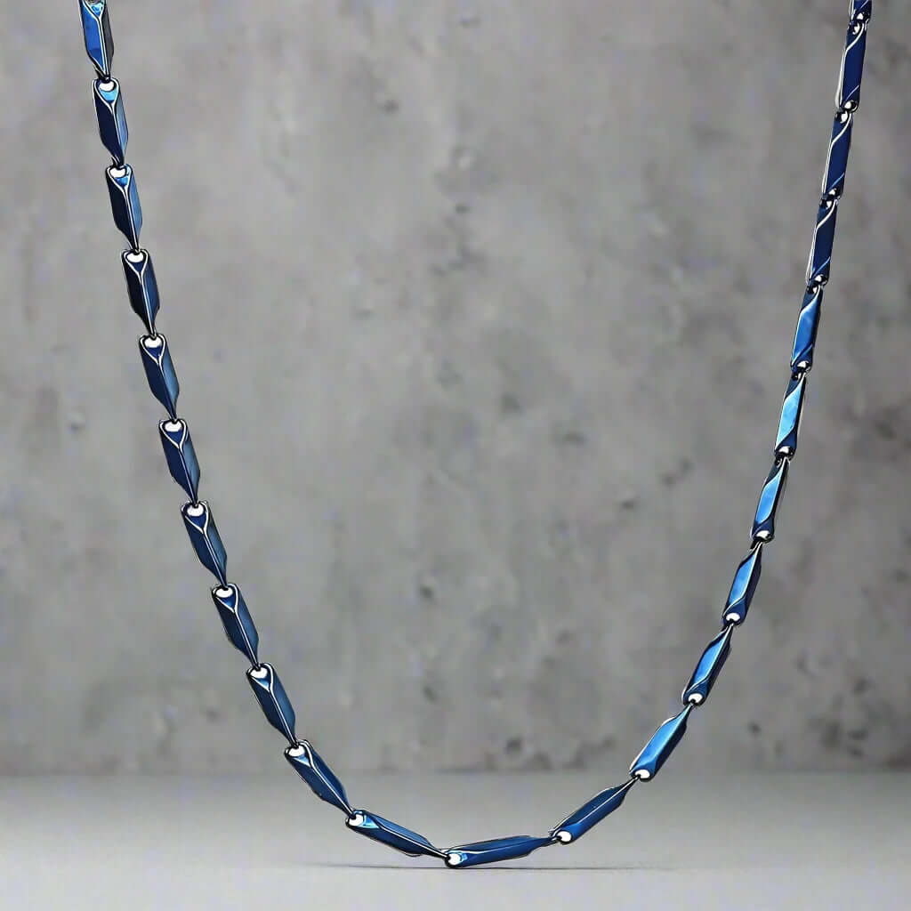 RICE CHAIN BLUE - Pure Stainless Steel 24inch - European Trending Style - Necklace for Men & Boy - THE MEN THING