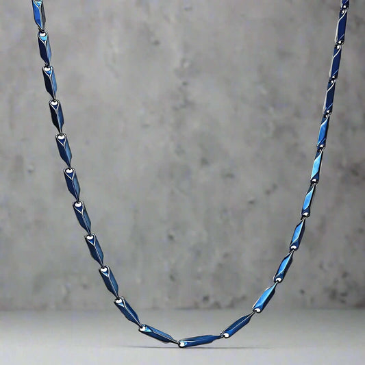 RICE CHAIN BLUE - Pure Stainless Steel 24inch - European Trending Style - Necklace for Men & Boy - THE MEN THING