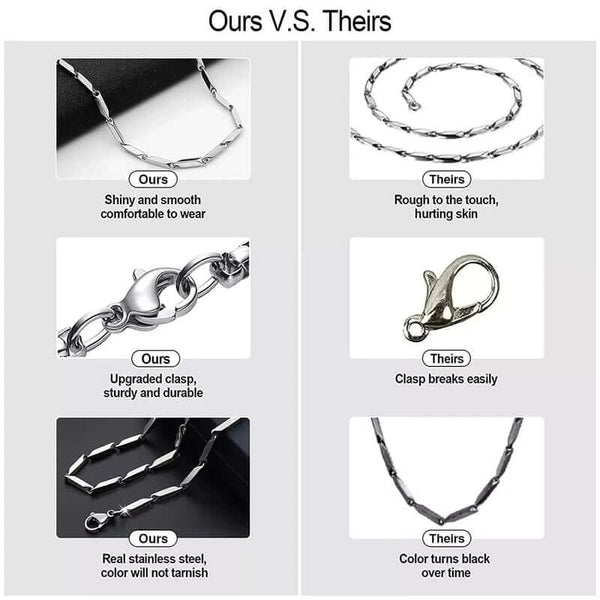 RICE CHAIN BLUE - Pure Stainless Steel 24inch - European Trending Style - Necklace for Men & Boy
