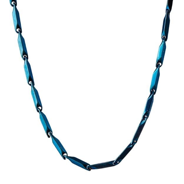 RICE CHAIN BLUE - Pure Stainless Steel 24inch - European Trending Style - Necklace for Men & Boy - THE MEN THING