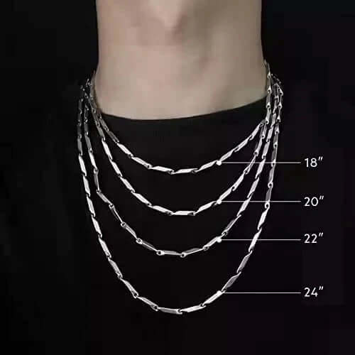 RICE CHAIN - Blue Silver Tone -  Pure Stainless Steel 24inch - European Trending Style for Men & Boy - THE MEN THING