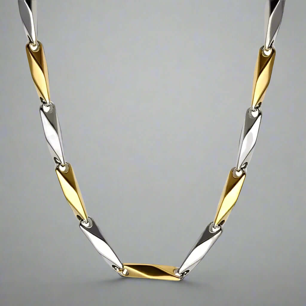 RICE CHAIN - Gold Silver Tone - Pure Stainless Steel 24inch - European Trending Style for Men & Boys - THE MEN THING