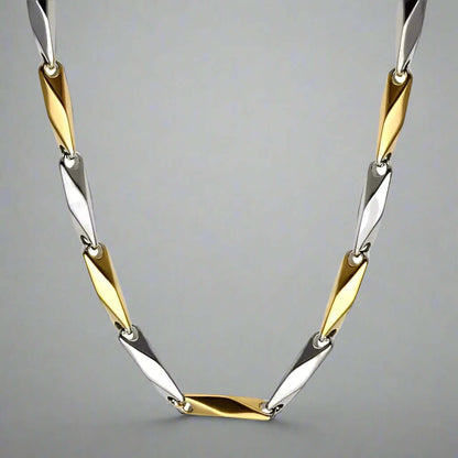 RICE CHAIN - Gold Silver Tone - Pure Stainless Steel 24inch - European Trending Style for Men & Boys - THE MEN THING