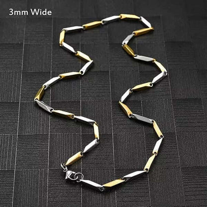 RICE CHAIN - Gold Silver Tone - Pure Stainless Steel 24inch - European Trending Style for Men & Boys - THE MEN THING