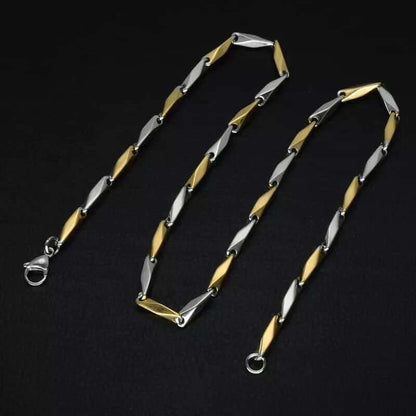 RICE CHAIN - Gold Silver Tone - Pure Stainless Steel 24inch - European Trending Style for Men & Boys - THE MEN THING