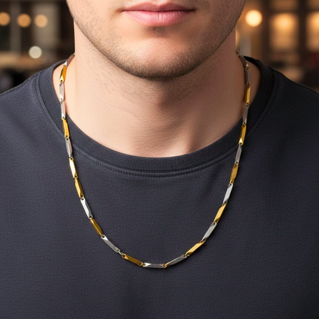 RICE CHAIN - Gold Silver Tone - Pure Stainless Steel 24inch - European Trending Style for Men & Boys - THE MEN THING
