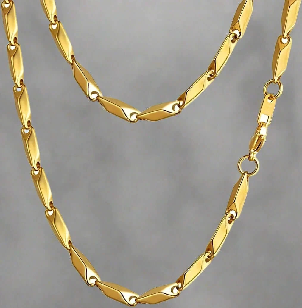 RICE CHAIN - Gold Tone - Pure Stainless Steel 24inch - European Trending Style for Men & Boy — Chain for Men | THE MEN THING