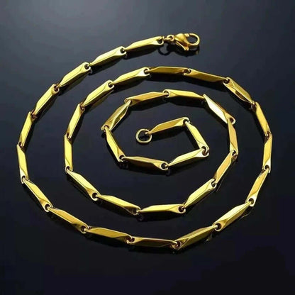 RICE CHAIN - Gold Tone - Pure Stainless Steel 24inch - European Trending Style for Men & Boy — Chain for Men | THE MEN THING