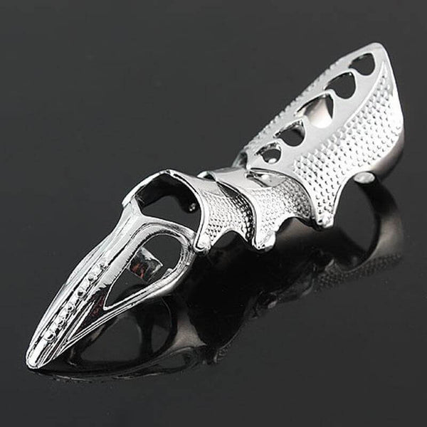 RINOSKIN - Silver Guard Adjustable Knuckle Joint Full Finger Ring for Men & Boys