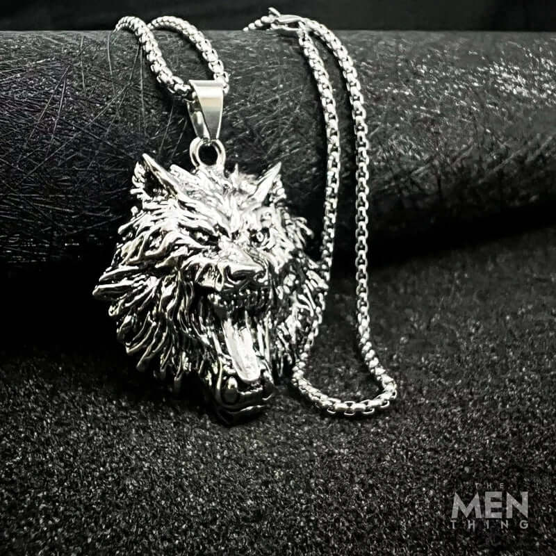 ROARING KING - Alloy Pendant with Pure Stainless Steel 24inch Round Box Chain, European trending Style for Men & Boy — SS Pendant/ Necklace for Men | THE MEN THING