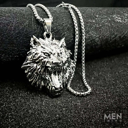 ROARING KING - Alloy Pendant with Pure Stainless Steel 24inch Round Box Chain, European trending Style for Men & Boy — SS Pendant/ Necklace for Men | THE MEN THING