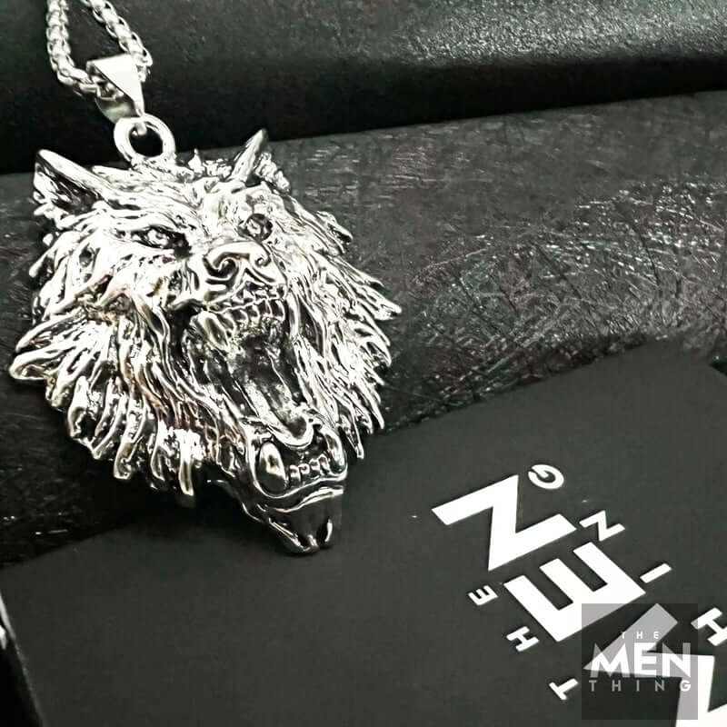 ROARING KING - Alloy Pendant with Pure Stainless Steel 24inch Round Box Chain, European trending Style for Men & Boy — SS Pendant/ Necklace for Men | THE MEN THING