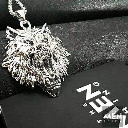 ROARING KING - Alloy Pendant with Pure Stainless Steel 24inch Round Box Chain, European trending Style for Men & Boy — SS Pendant/ Necklace for Men | THE MEN THING