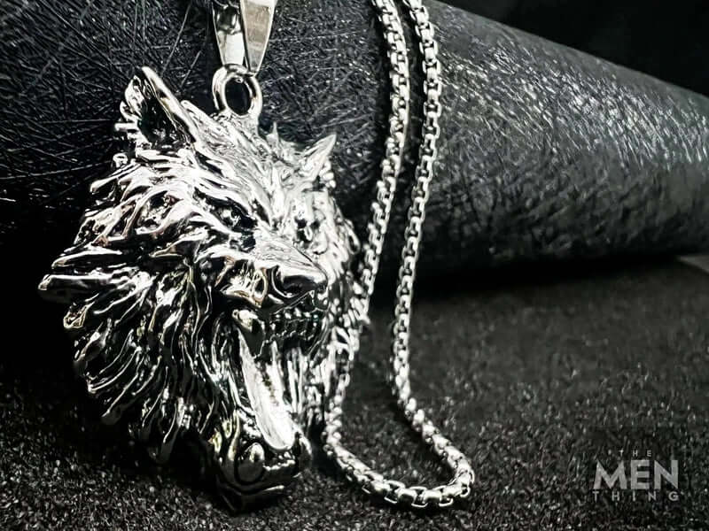 ROARING KING - Alloy Pendant with Pure Stainless Steel 24inch Round Box Chain, European trending Style for Men & Boy — SS Pendant/ Necklace for Men | THE MEN THING