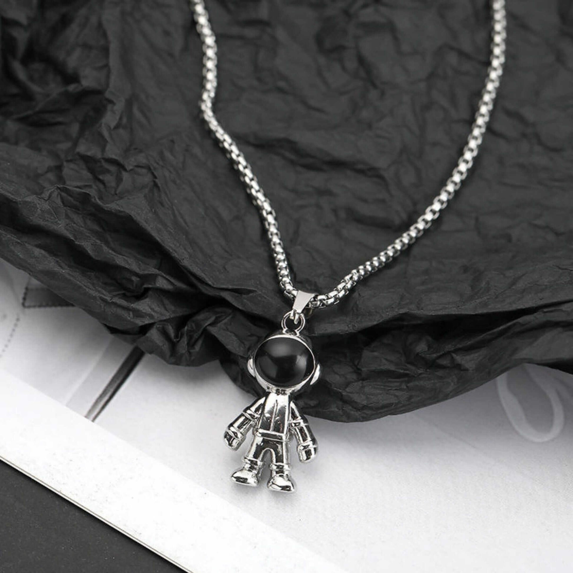 ROBOT BUDDY - 20mm Pure Titanium Steel Pendant with 28inch Round Box 4mm Chain for Men & Boys - THE MEN THING