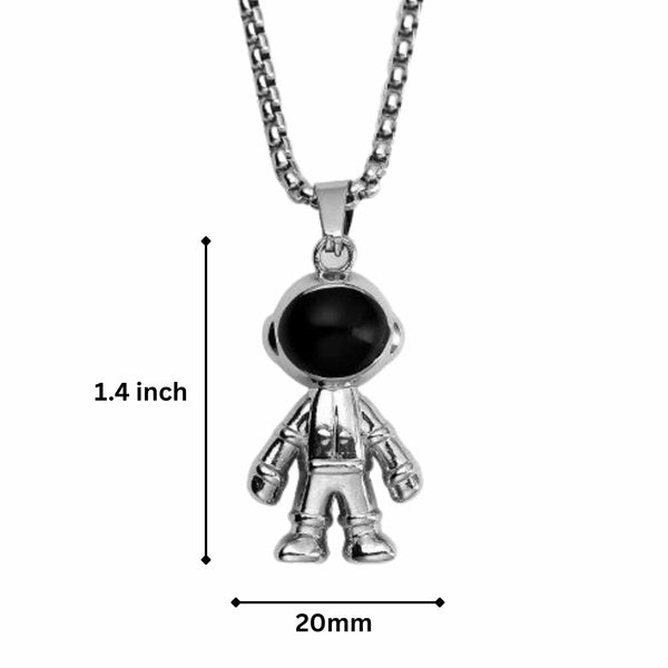 ROBOT BUDDY - 20mm Pure Titanium Steel Pendant with 28inch Round Box 4mm Chain for Men & Boys