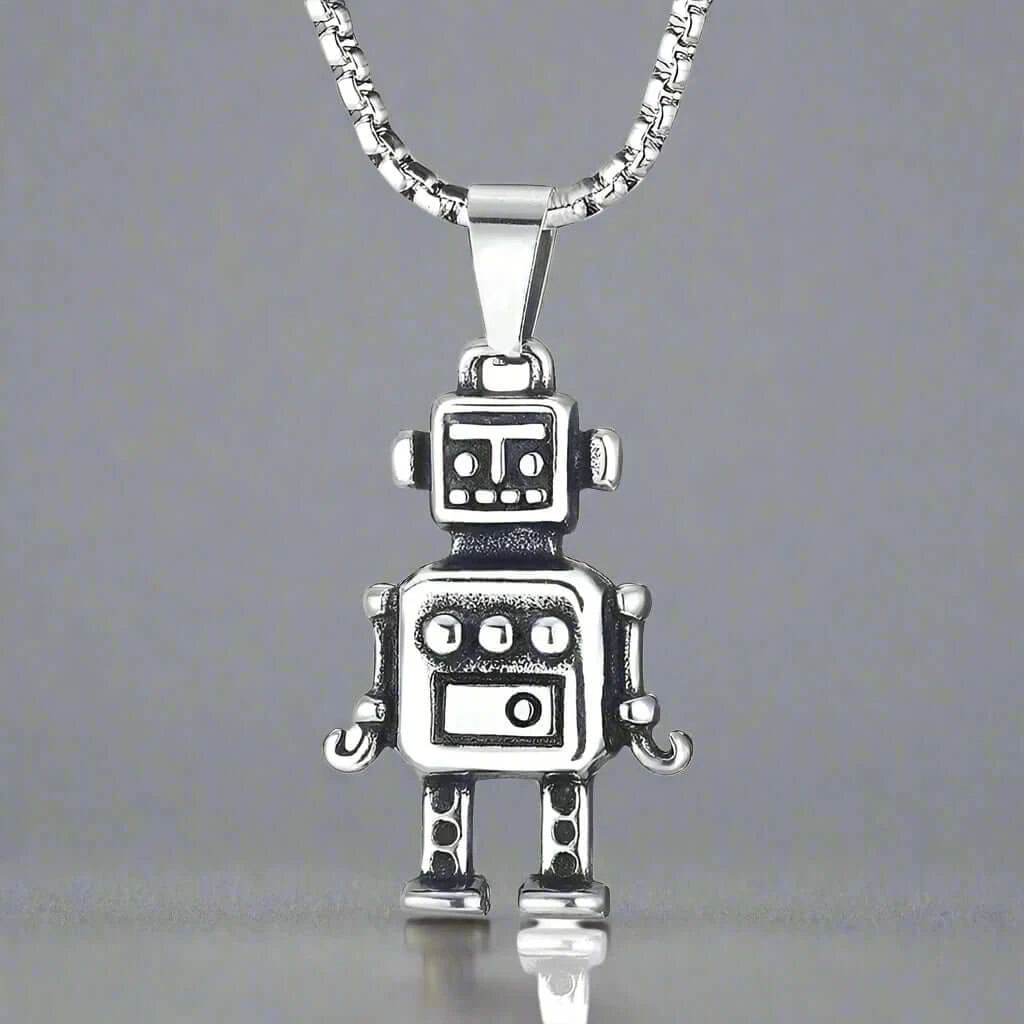 ROBOT V2 - Alloy Pendant with Pure Stainless Steel  24inch Round Box Chain, European trending Style for Men & Boy - THE MEN THING