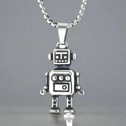 ROBOT V2 - Alloy Pendant with Pure Stainless Steel  24inch Round Box Chain, European trending Style for Men & Boy - THE MEN THING