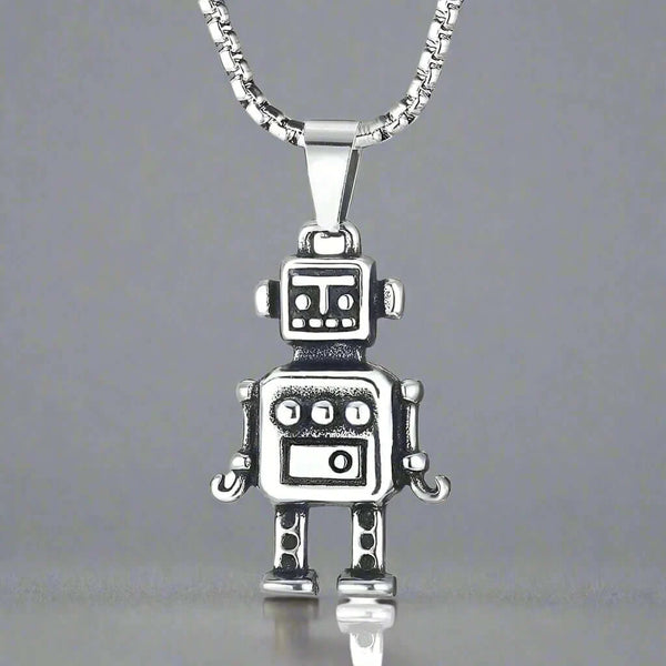 ROBOT V2 - Alloy Pendant with Pure Stainless Steel  24inch Round Box Chain, European trending Style for Men & Boy