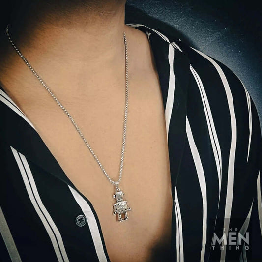 ROBOT V2 - Alloy Pendant with Pure Stainless Steel  24inch Round Box Chain, European trending Style for Men & Boy - THE MEN THING