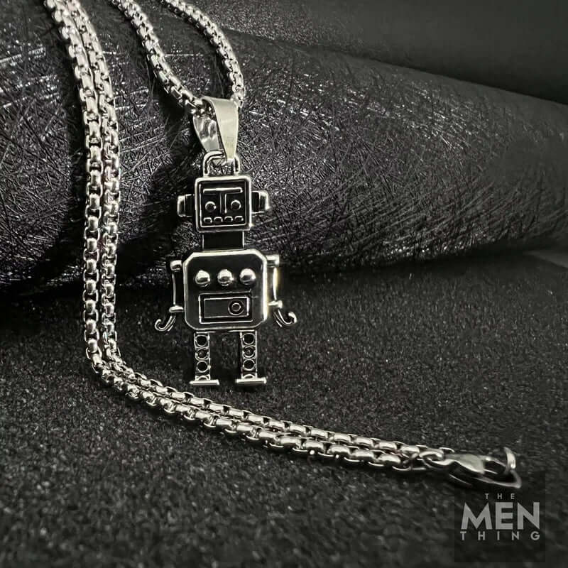 ROBOT V2 - Alloy Pendant with Pure Stainless Steel  24inch Round Box Chain, European trending Style for Men & Boy - THE MEN THING