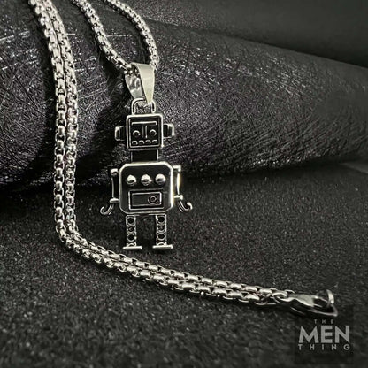 ROBOT V2 - Alloy Pendant with Pure Stainless Steel  24inch Round Box Chain, European trending Style for Men & Boy - THE MEN THING