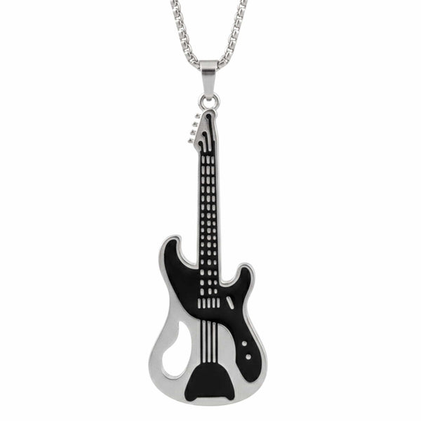 ROCKSTAR GUITAR - 27mm Pure Titanium Steel Pendant with 27inch Round Box 4mm Chain for Men & Boys