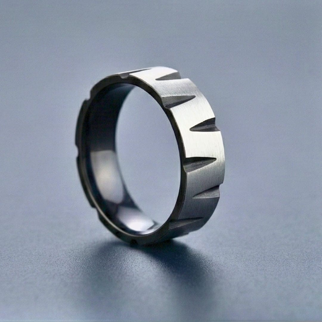 ROGUE GEAR EDGE - Pure Stainless Steel Men’s Steel-Black Plated Ring (Size : 17-22-27) - THE MEN THING