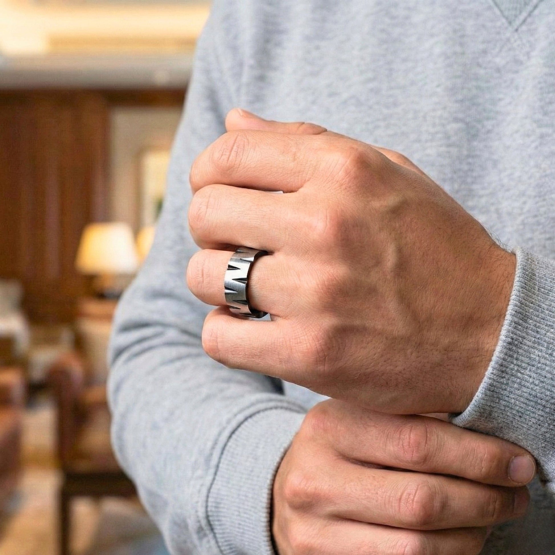 ROGUE GEAR EDGE - Pure Stainless Steel Men’s Steel-Black Plated Ring (Size : 17-22-27) - THE MEN THING