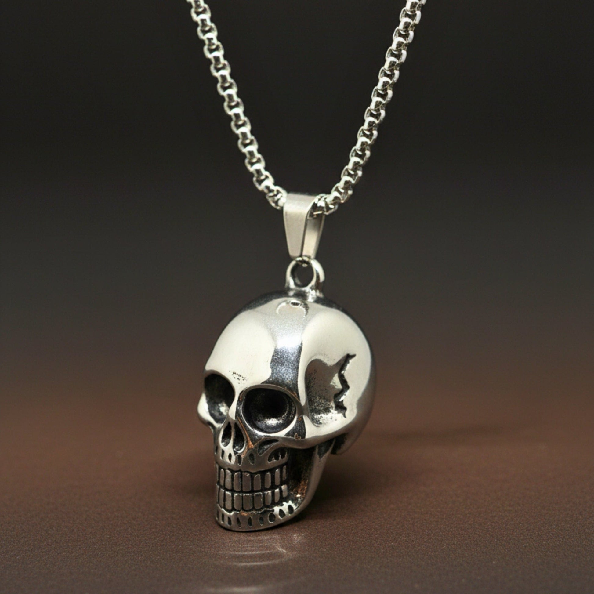 ROGUE SKULL - 20mm Titanium Steel Pendant with 24inch Round Box 5mm Chain for Men & Boys - THE MEN THING