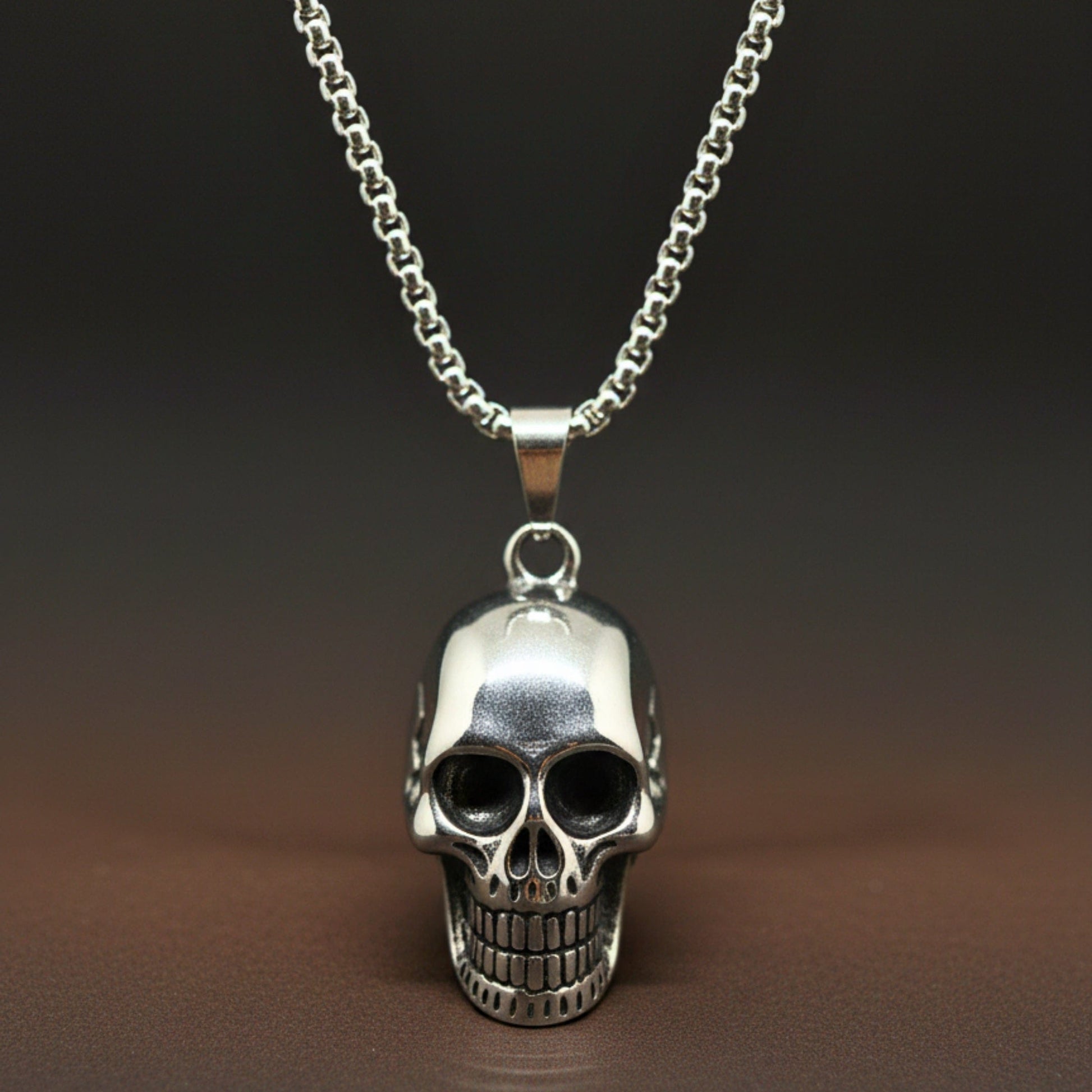 ROGUE SKULL - 20mm Titanium Steel Pendant with 24inch Round Box 5mm Chain for Men & Boys - THE MEN THING