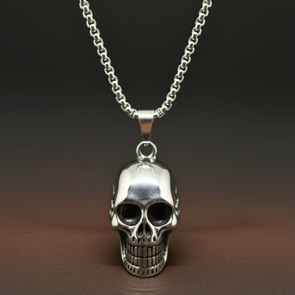 ROGUE SKULL - 20mm Titanium Steel Pendant with 24inch Round Box 5mm Chain for Men & Boys - THE MEN THING