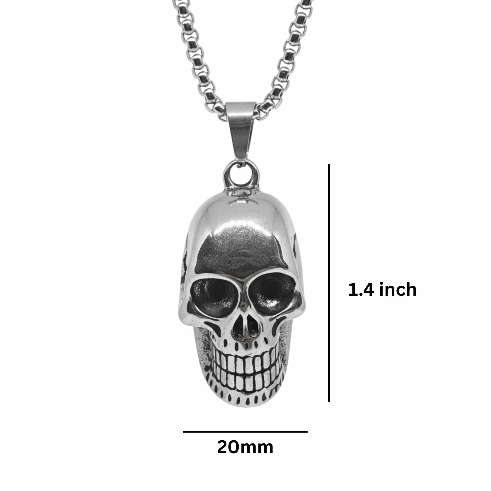 ROGUE SKULL - 20mm Titanium Steel Pendant with 24inch Round Box 5mm Chain for Men & Boys - THE MEN THING