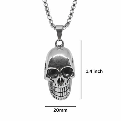 ROGUE SKULL - 20mm Titanium Steel Pendant with 24inch Round Box 5mm Chain for Men & Boys - THE MEN THING