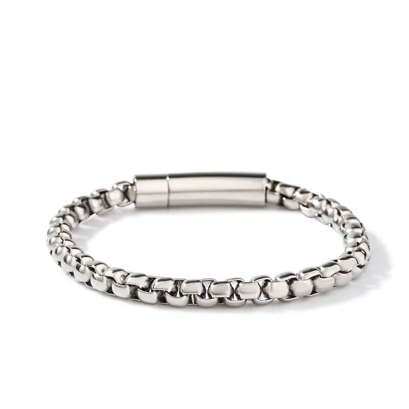 ROLO SQUARE - 5mm Titanium Steel Silver Bracelet for Men & Boys (8 inch) - THE MEN THING