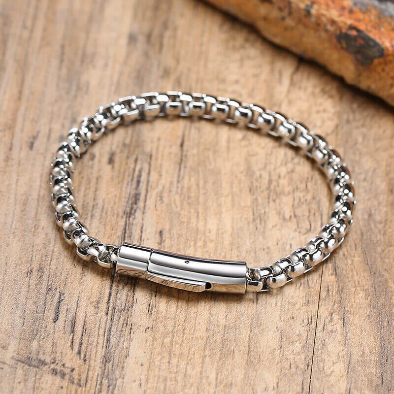 ROLO SQUARE - 5mm Titanium Steel Silver Bracelet for Men & Boys (8 inch) - THE MEN THING