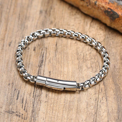ROLO SQUARE - 5mm Titanium Steel Silver Bracelet for Men & Boys (8 inch) - THE MEN THING