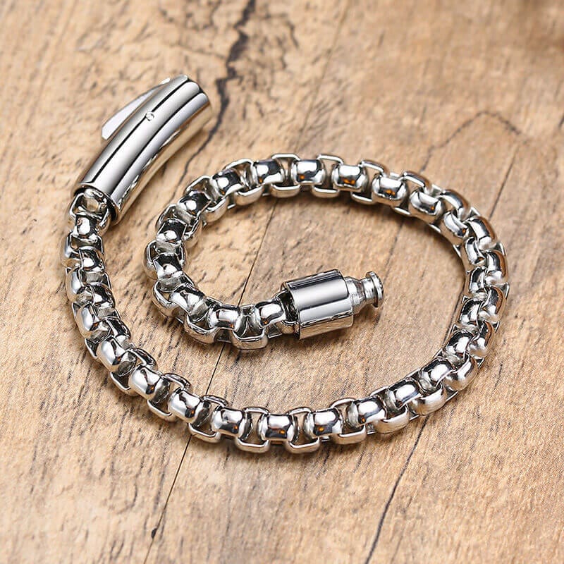 ROLO SQUARE - 5mm Titanium Steel Silver Bracelet for Men & Boys (8 inch) - THE MEN THING