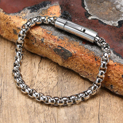 ROLO SQUARE - 5mm Titanium Steel Silver Bracelet for Men & Boys (8 inch) - THE MEN THING