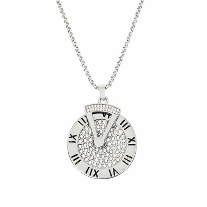 ROMAN HOUR - 36mm Titanium Steel Pendant with 27inch Round Box 4mm Chain for Men & Boys - THE MEN THING