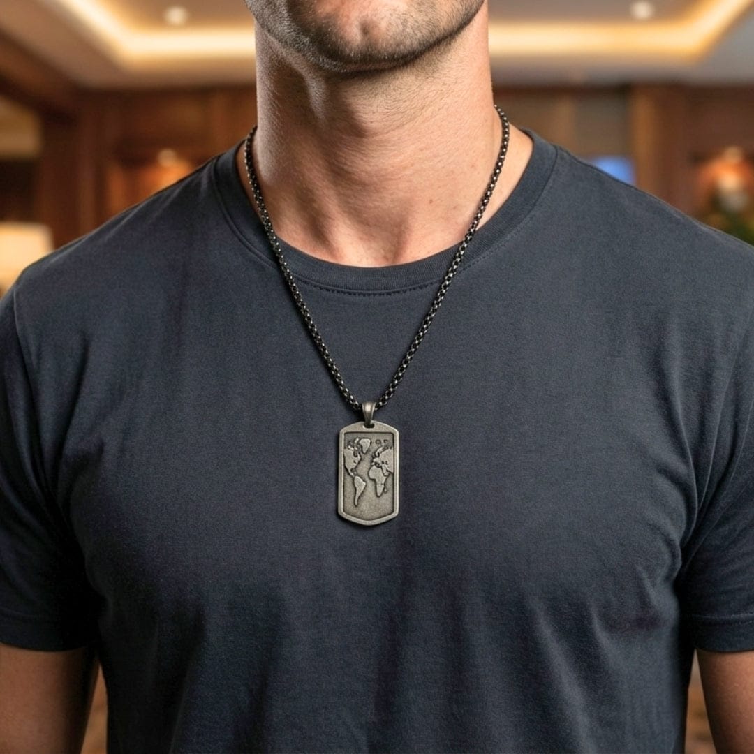 ROMAN REALM - 26mm Titanium Steel Pendant with 24inch Round Box 5mm Chain for Men & Boys - THE MEN THING